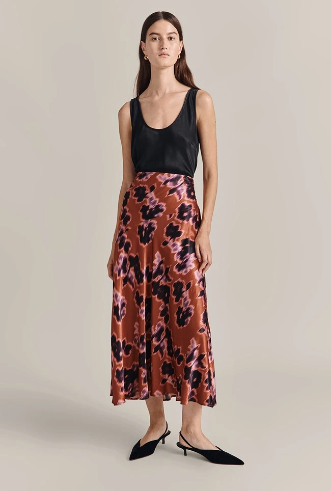 Mariana Midi Skirt Rust Ikat Print 2 Mariana Midi Skirt Rust Ikat Print - Image 2