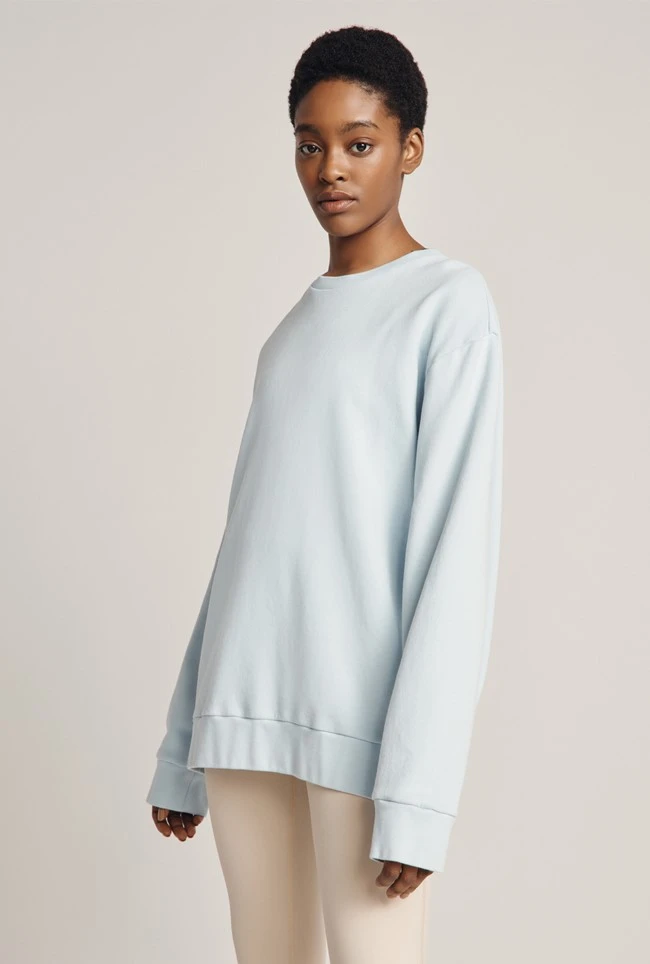 Organic Longline Sweatshirt Pale Blue 4 Organic Longline Sweatshirt Pale Blue - Image 4
