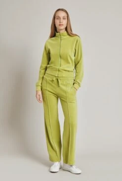 Wide Leg Velour Pant Green