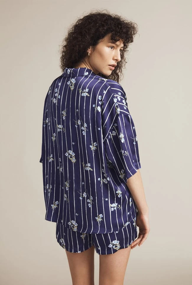 Lucy Satin PJ Set Stripe Floral 3 Lucy Satin PJ Set Stripe Floral - Image 3